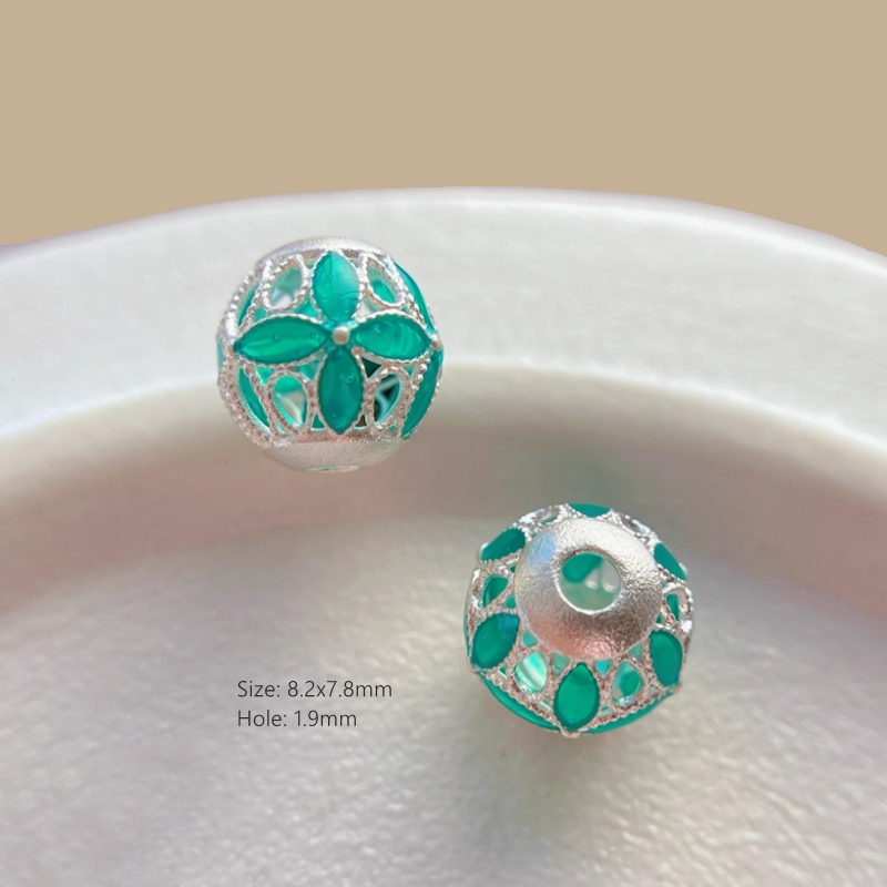 925 Sterling Silver Hollow Beads Enamel Colorful Spacers