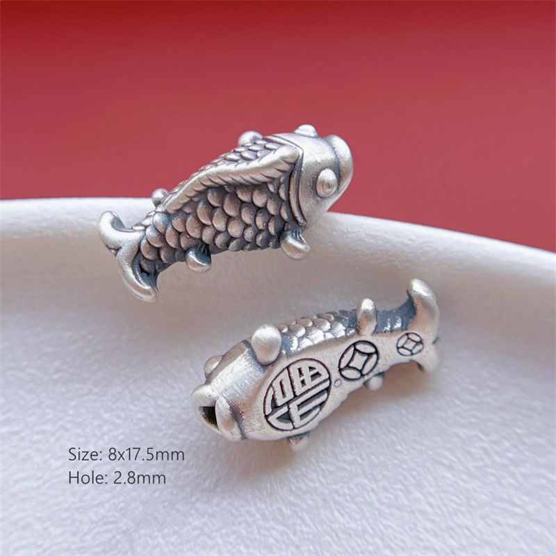 925 Silver Fish Lucky Koi Spare Spacer Ornament Making Accessories