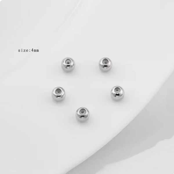 10pcs Brass 4mm Spacer Round Bead With Silicone Platinum Plated -AMYS-08
