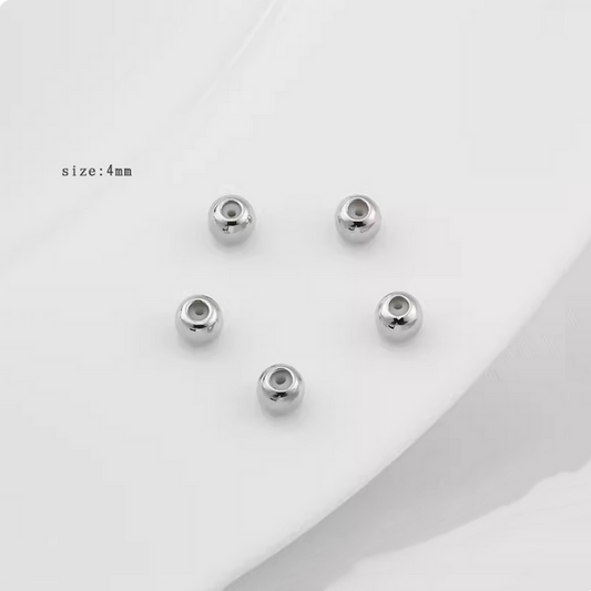 10pcs Brass 4mm Spacer Round Bead With Silicone Platinum Plated -AMYS-08