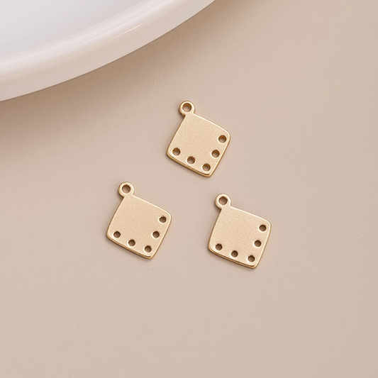 1 Pairs Brass Square Earring Pendant Piece, 14K Gold Plate - ERJH-11