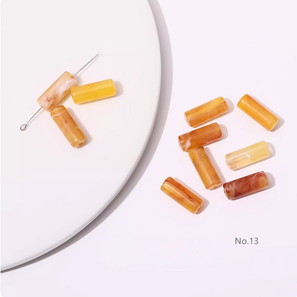 10pcs Acrylic Tubular Bead Gradient Colors