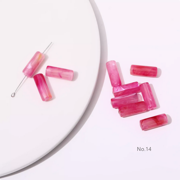 10pcs Acrylic Tubular Bead Gradient Colors