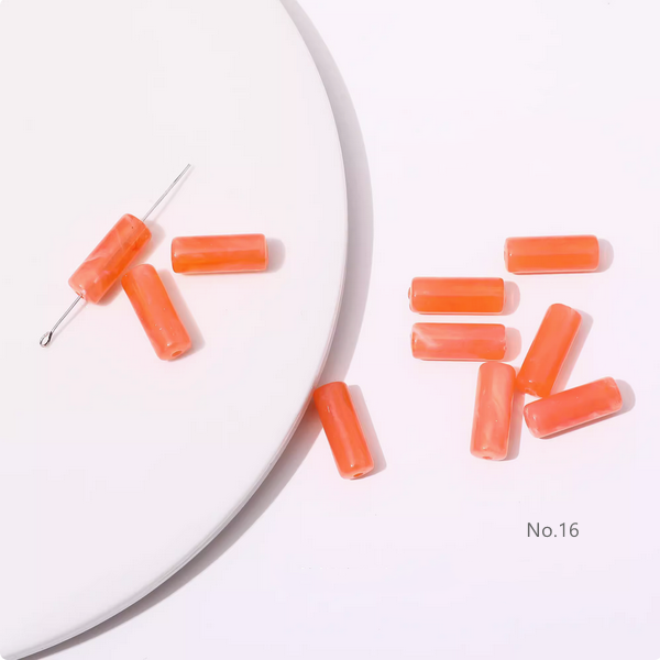 10pcs Acrylic Tubular Bead Gradient Colors
