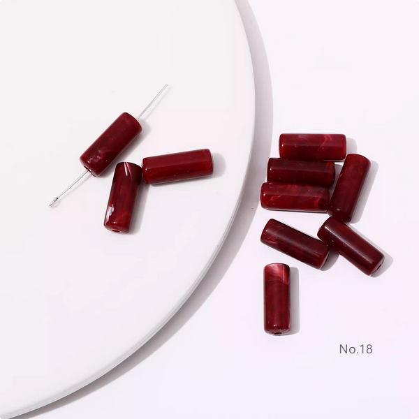 10pcs Acrylic Tubular Bead Gradient Colors