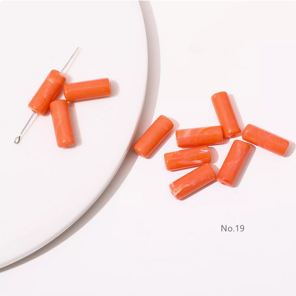 10pcs Acrylic Tubular Bead Gradient Colors