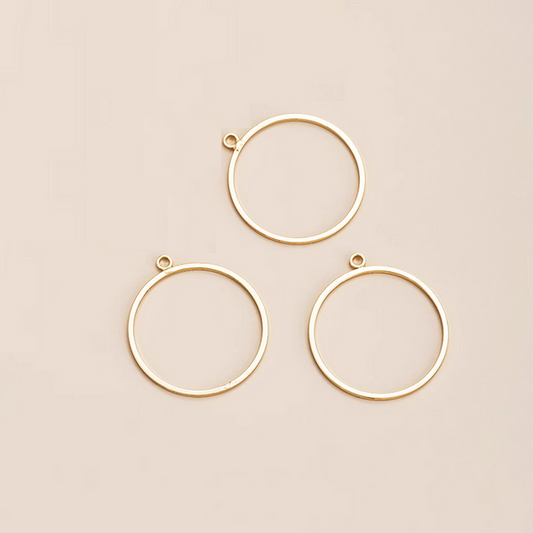 1 Pairs 22mm Brass Earring Ring, 14K Gold Plate - ERGE-01
