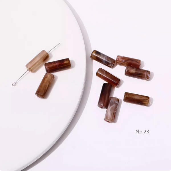 10pcs Acrylic Tubular Bead Gradient Colors