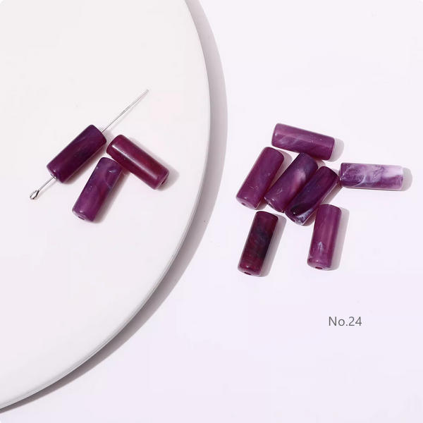 10pcs Acrylic Tubular Bead Gradient Colors