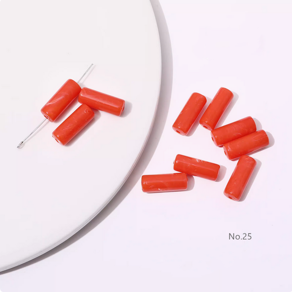 10pcs Acrylic Tubular Bead Gradient Colors