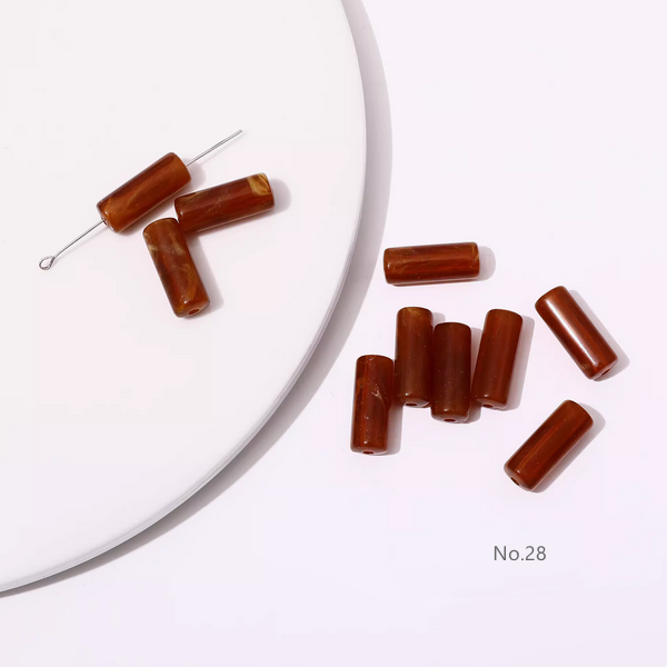 10pcs Acrylic Tubular Bead Gradient Colors