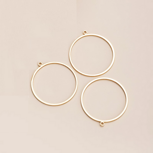 1 Pairs 28mm Brass Earring Ring, 14K Gold Plate - ERGE-02