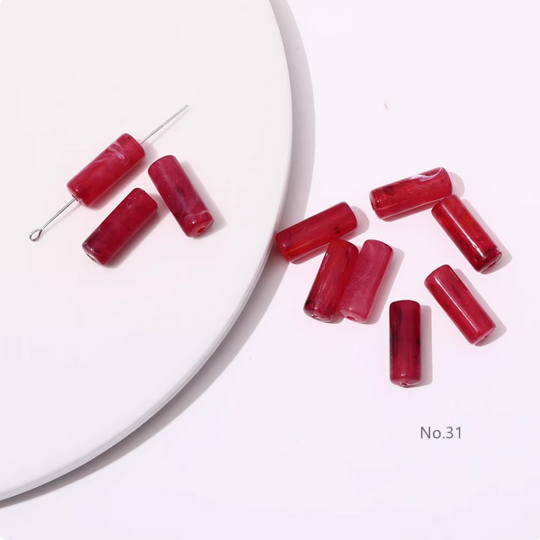 10pcs Acrylic Tubular Bead Gradient Colors