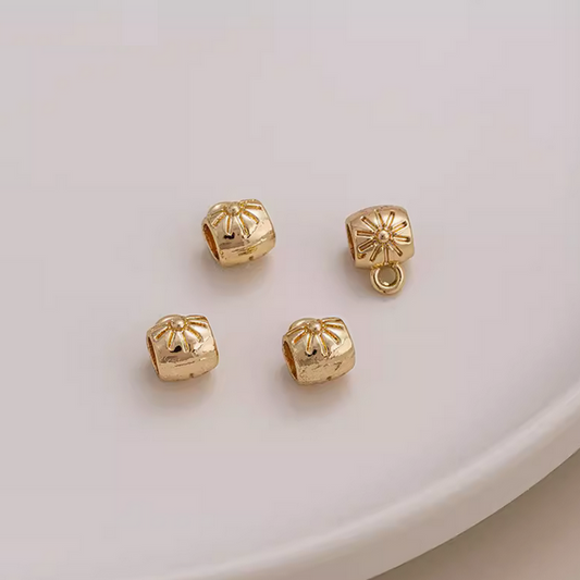 Brass Ring Hanging Pendant Spacer Beads Piece 14K Plated - AMGQ-03