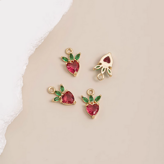 Brass Zircon Strawberry Pendant - PMFT-05
