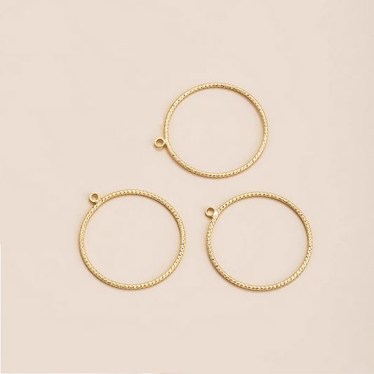 1 Pairs 25mm Brass Earring Ring, 14K Gold Plate - ERGE-04
