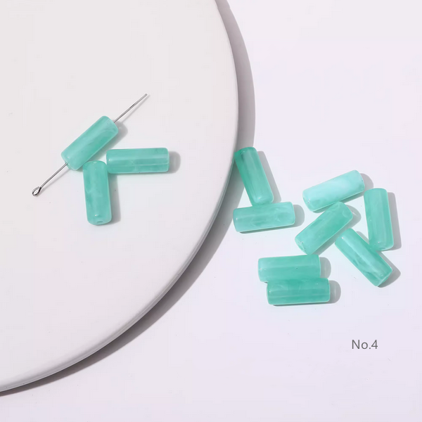 10pcs Acrylic Tubular Bead Gradient Colors