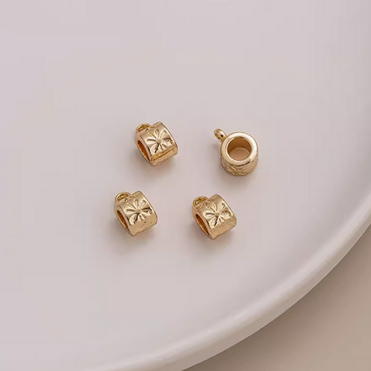 Brass Ring Hanging Pendant Spacer Beads Piece 14K Plated - AMGQ-04