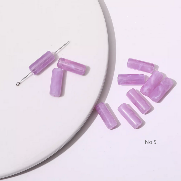 10pcs Acrylic Tubular Bead Gradient Colors