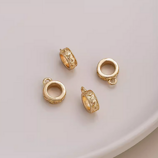 Brass Ring Hanging Pendant Spacer Beads Piece 14K Plated - AMGQ-07