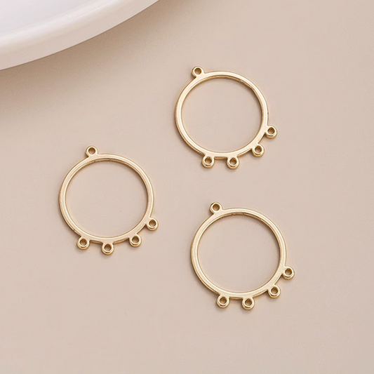 1 Pairs Brass Ring Earring Pendant Piece, 14K Gold Plate - ERJH-08