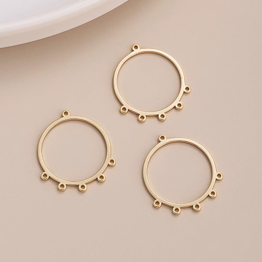 1 Pairs Brass Ring Earring Pendant Piece, 14K Gold Plate - ERJH-09