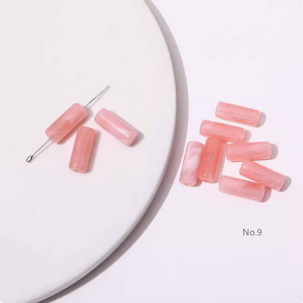 10pcs Acrylic Tubular Bead Gradient Colors