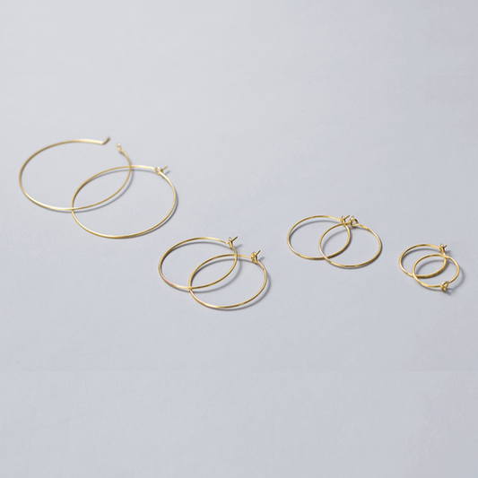 1 Pair 15mm Sterling Silver Earring Loop Ring, Gold Plated - ERYQ-11