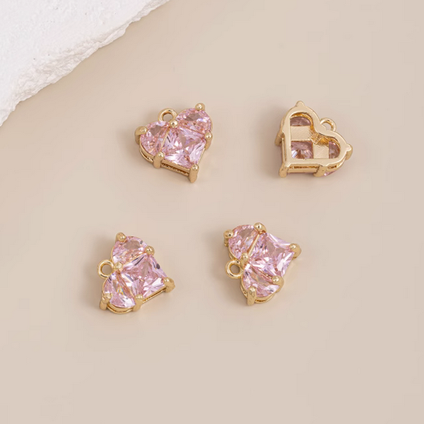 Brass Framed Zirconic Heart Shape Pendant