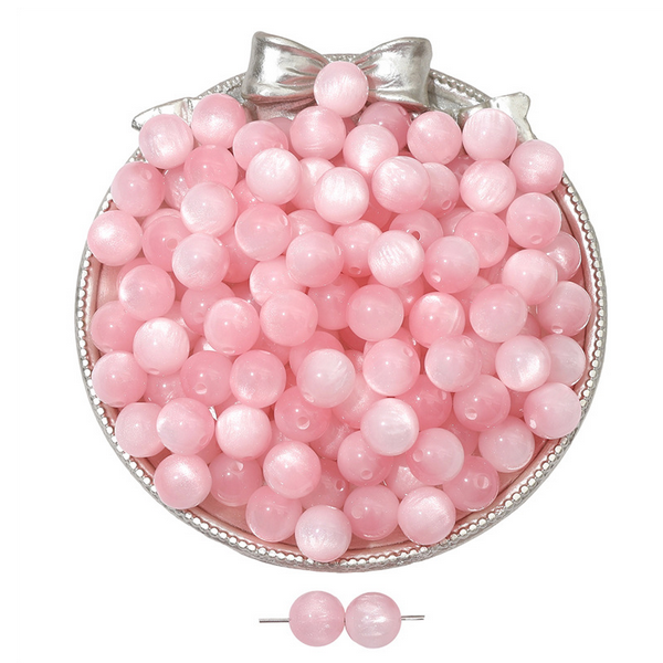 20pcs Resin Imitation Opals Cat's Eye Round Beads
