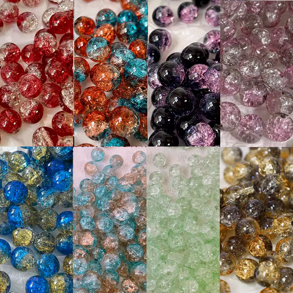 10pcs Glass Beads Broken Ice Effect