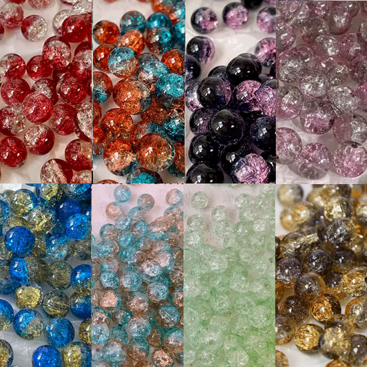 10pcs Glass Beads Broken Ice Effect