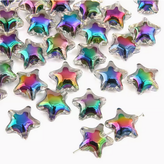 5pcs Acrylic Bilayer Beads Illusory Color, Star-OHSC-03
