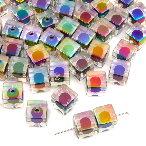 5pcs Acrylic Bilayer Beads Illusory Color