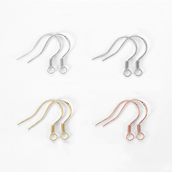 1 Pair 925 Sterling Silver Earring Hooks, Spiral+925 Seal