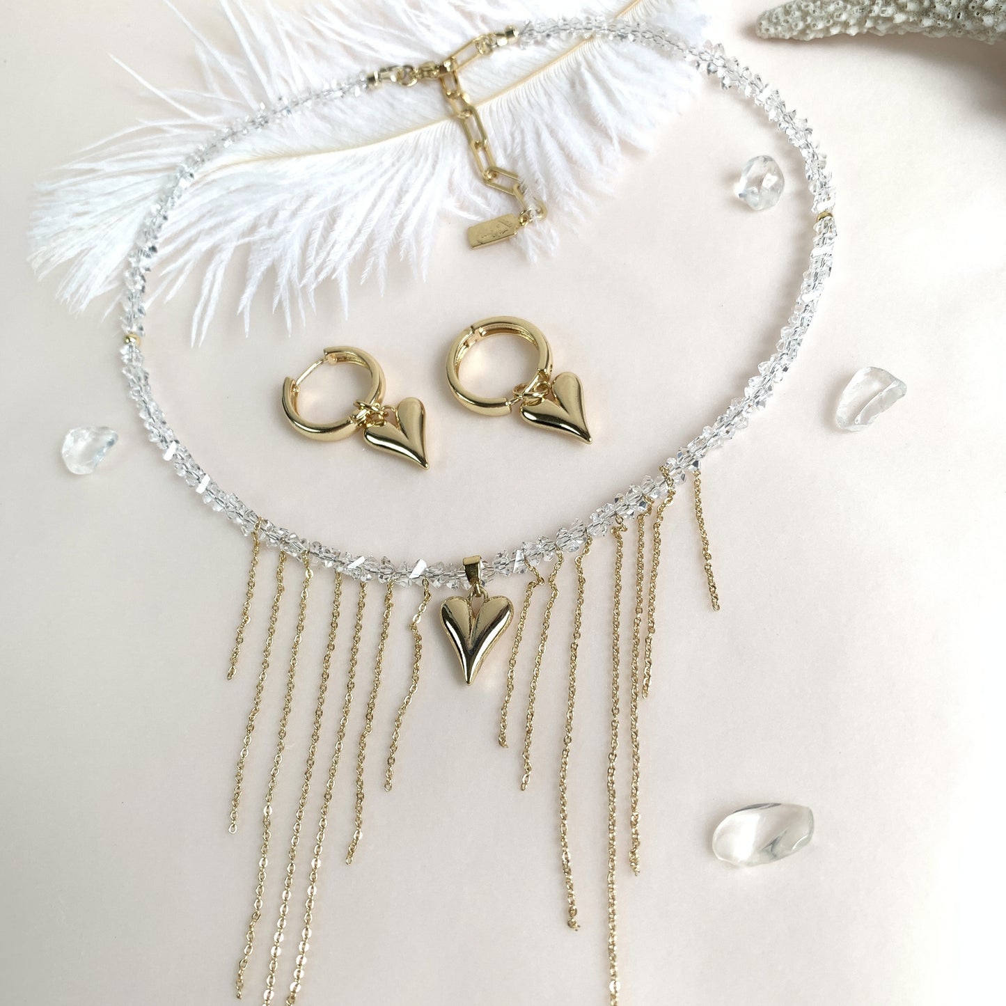 White Artificial Crystal DIY Necklace Earring Tassel