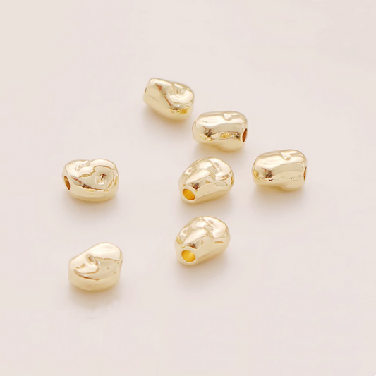 10pcs Alloy Beans Shape Spare Spacer Beads 14K Plated -AMBN-01