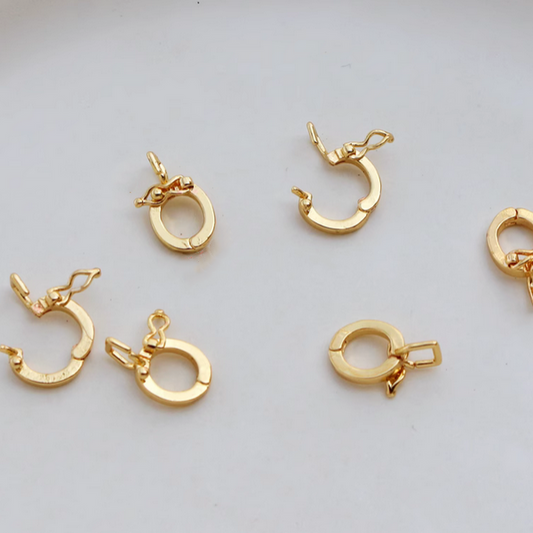 Brass Round Clip Snap Clasp, Gold Plated -CMPG-04