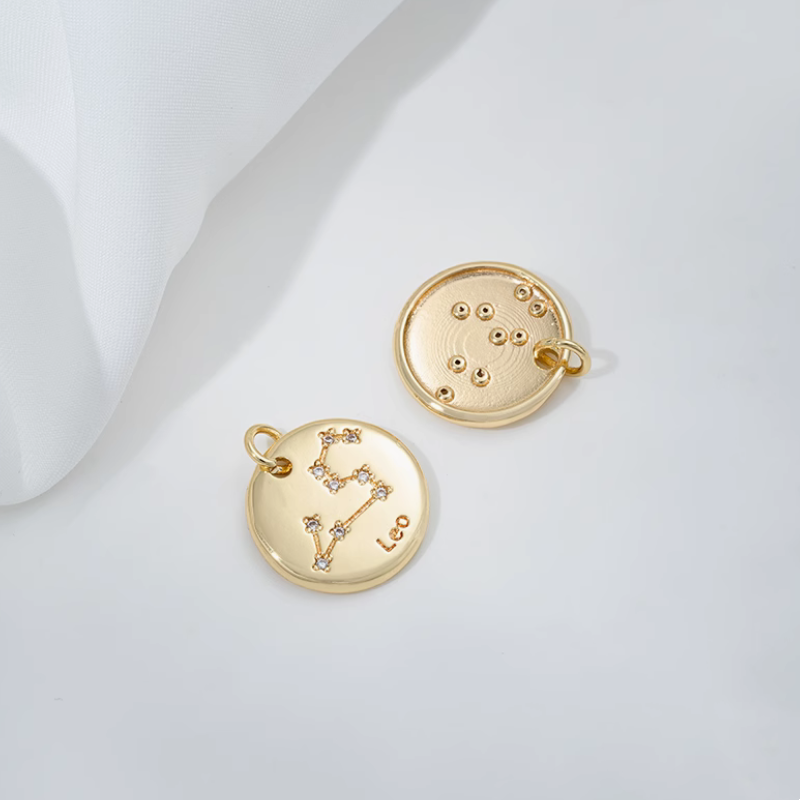 Brass Gilded Charms Piece Constellation 12 Star Map Pendant