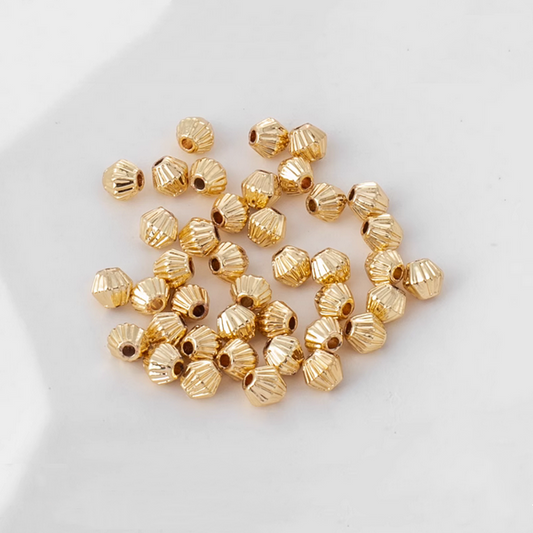 20pcs Alloy 4mm Rhomb Spare Spacer Beads 14K Plated - AMNG-01