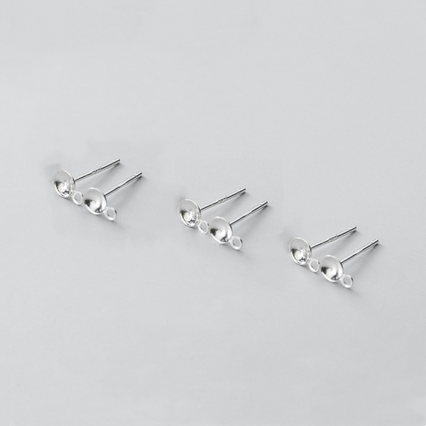 1 Pair 925 Sterling Silver Earring Base, With Hanging Ring