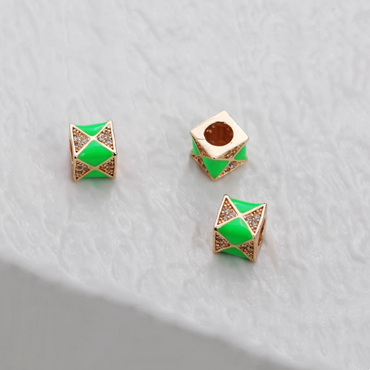 Alloy Dispensing Zirconic Square Spacer - 14K Gold Plated - AMYF-03