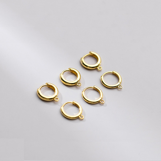 1 Pair 12mm (wire 1.9mm) Sterling Silver Earring Loop, Gold Plated - ERHQ-05