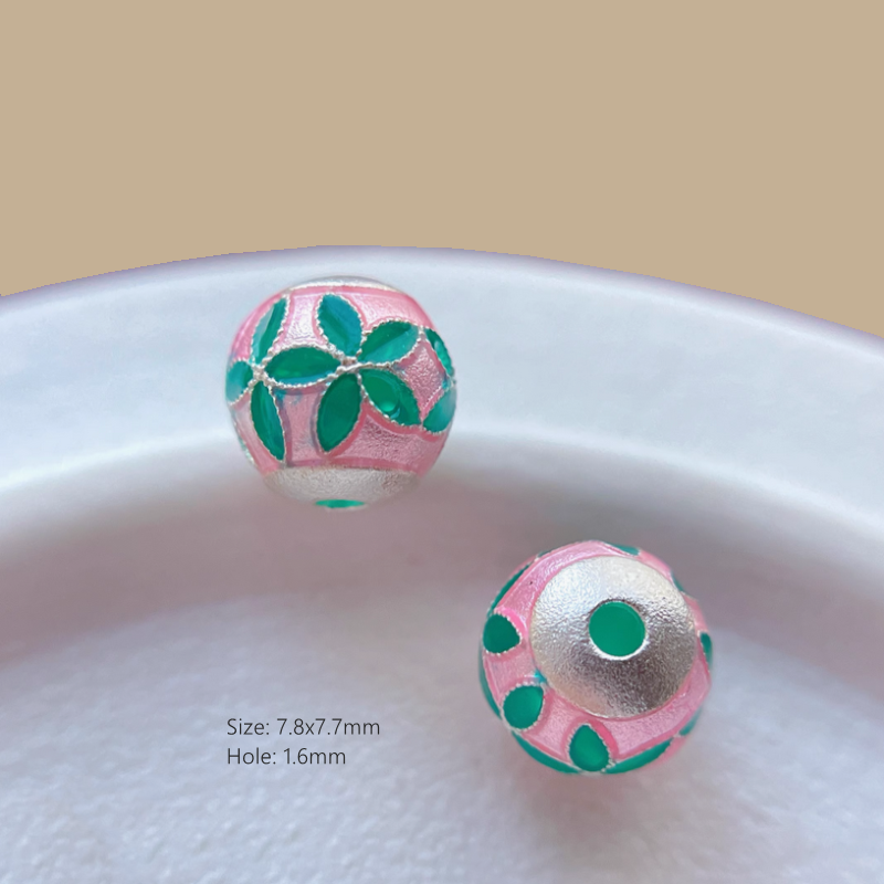 925 Sterling Silver Hollow Beads Enamel Colorful Spacers