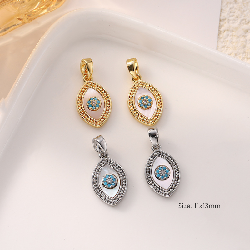 Brass Gold Platinum Plated Shell Inlaid Imitation Turquoise Charms Pendant