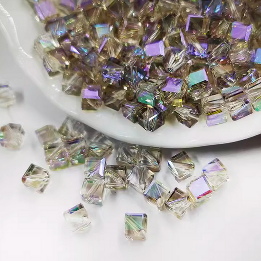 20pcs Square Glass Beads Diamond Effect Dazzle Colorful - GLXF-12