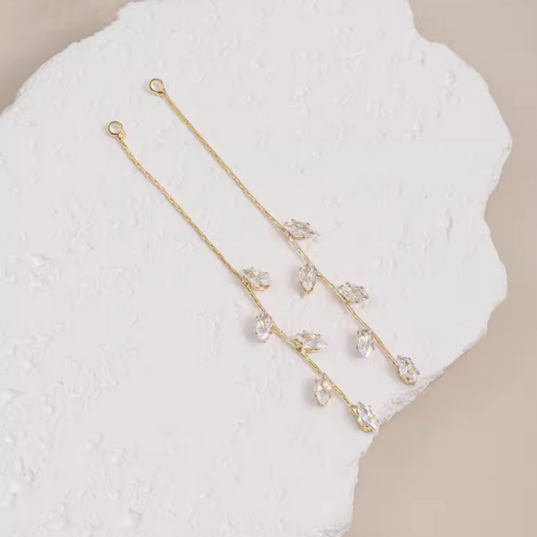 Alloy Willow Branch Tassel With Zircon 14K Plated-AMLS-01