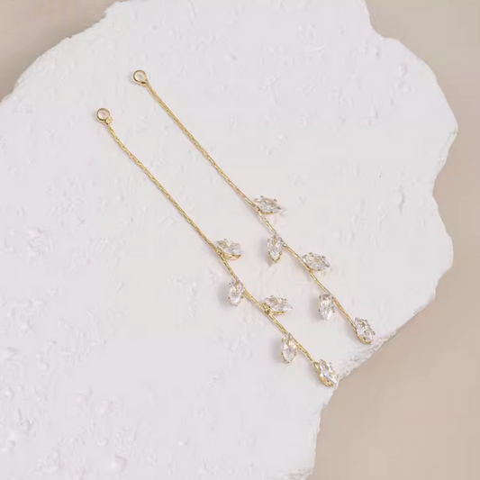 Alloy Willow Branch Tassel With Zircon 14K Plated-AMLS-01