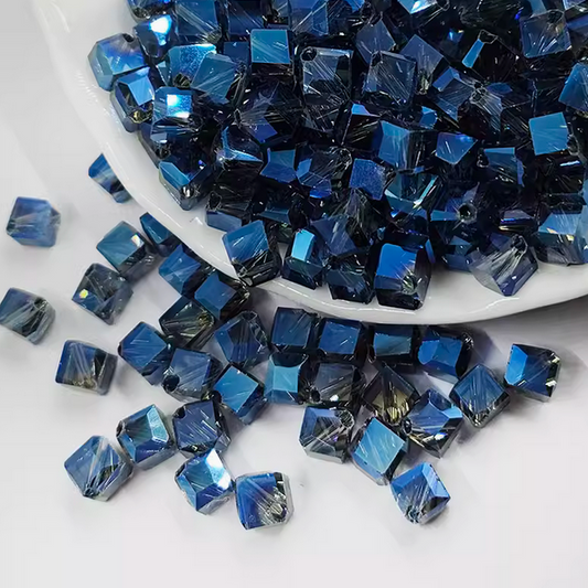 20pcs Square Glass Beads Diamond Effect Dazzle Colorful - GLXF-14
