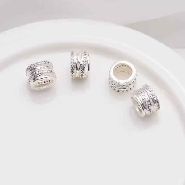 Alloy Zirconic Cylinder Ring Spacer Silver Plated